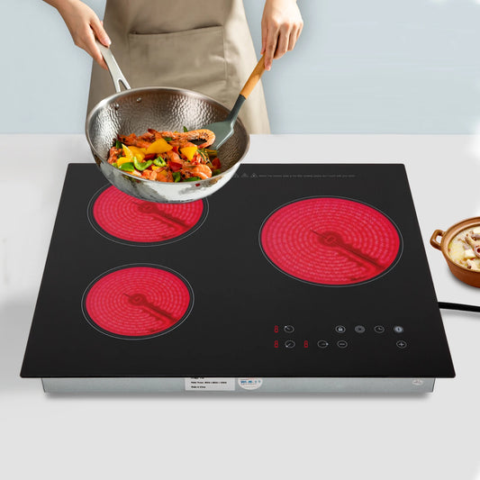 Portable Three Burners Electric Ceramic Cooktop With Touch Control