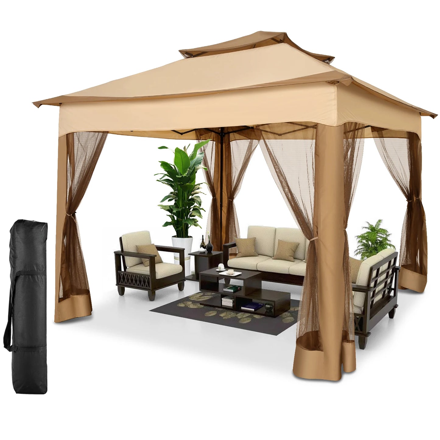 Tooluck Pop Up Gazebo Canopy Tent With Mosquito Netting
