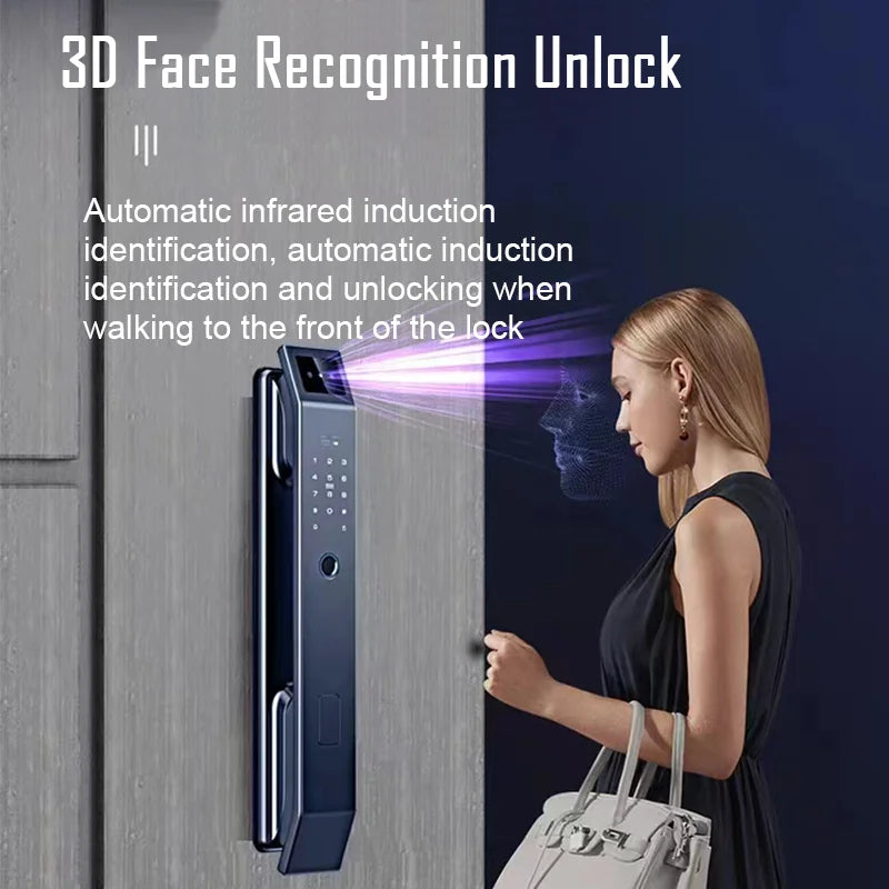 YKESDL 3D Face Recognition Digital Door Lock Camera Fingerprint Password