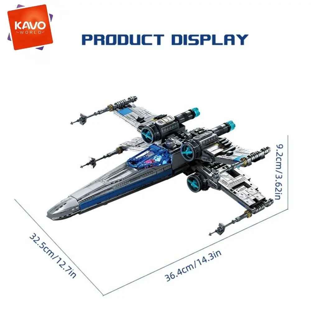 KAVOWORLD X-Wing Transformable Space Fighter Building Set With LED Lights