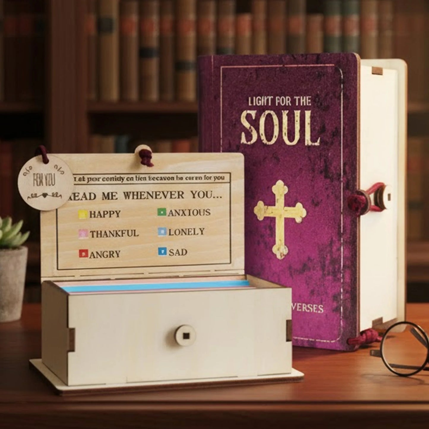 Wooden Bible Verse Box With Scripture Cards For Inspiration