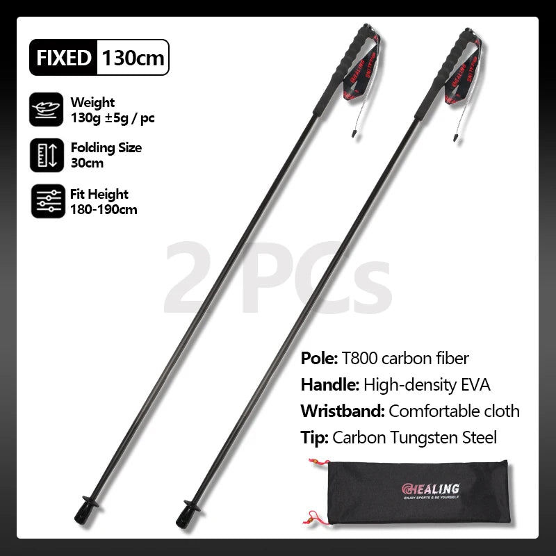 Okhealing Ultralight Carbon Fiber Foldable Trekking Poles Hiking Travel Gear