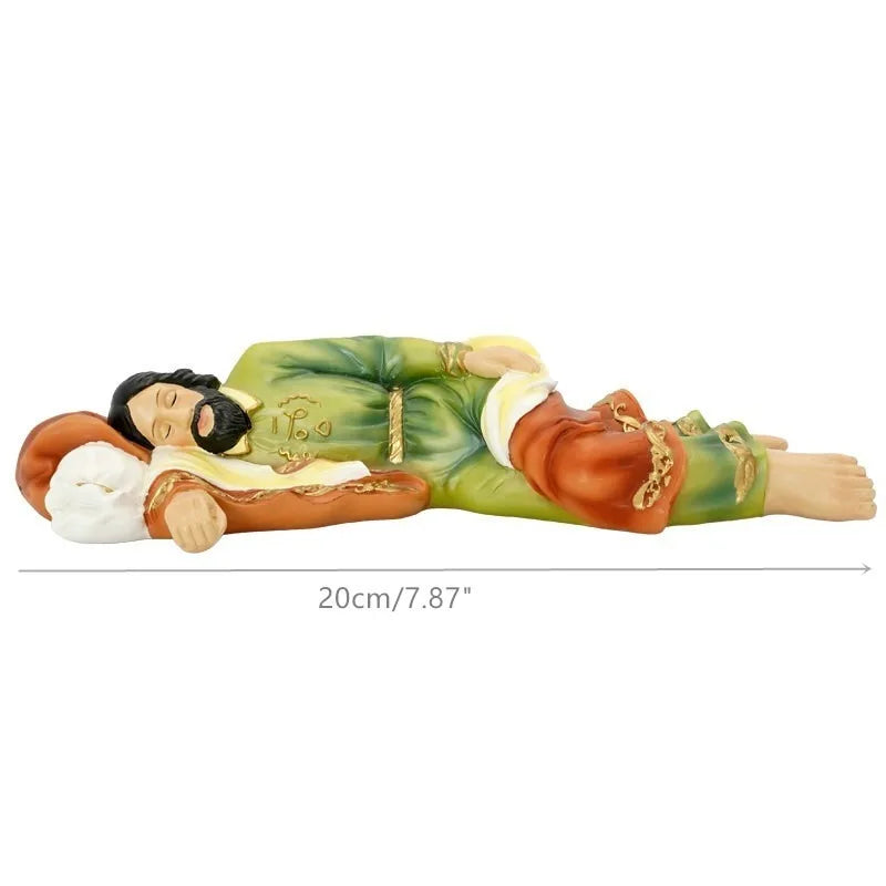 Sleeping Saint Joseph and Jesus Religious Tabletop Resin Statue