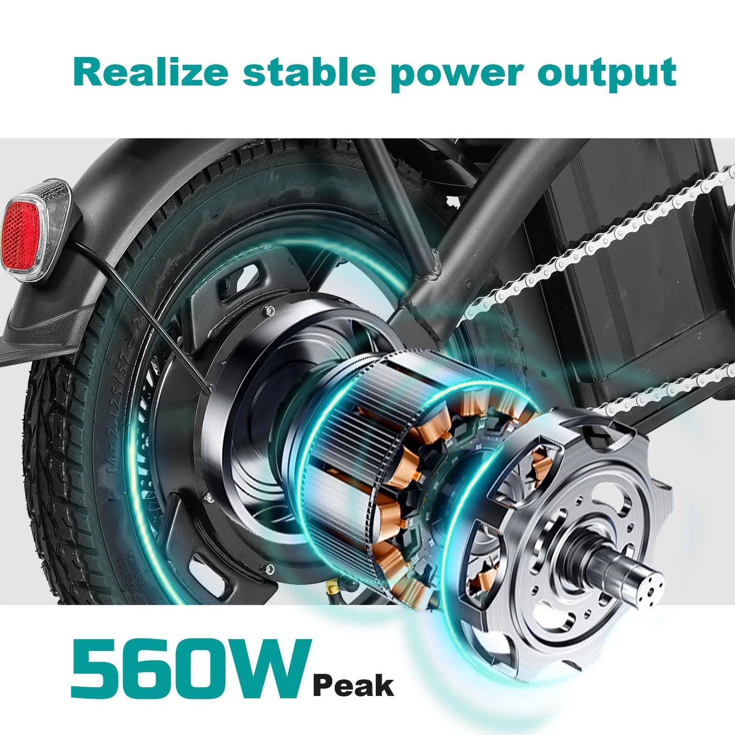 Terrosor 560W Folding Electric Bike With 48V Removable Battery