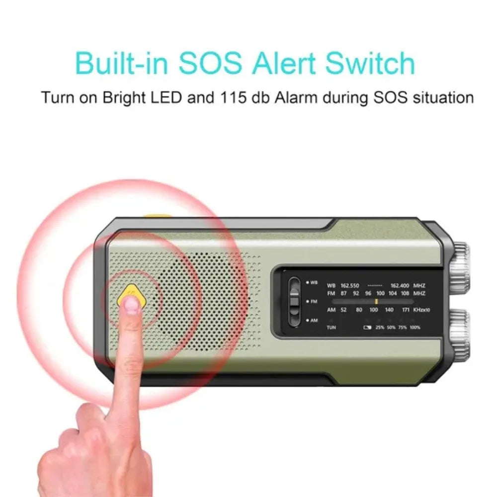 Stonego Emergency Solar Hand Crank Radio With 20000mAh Power Bank