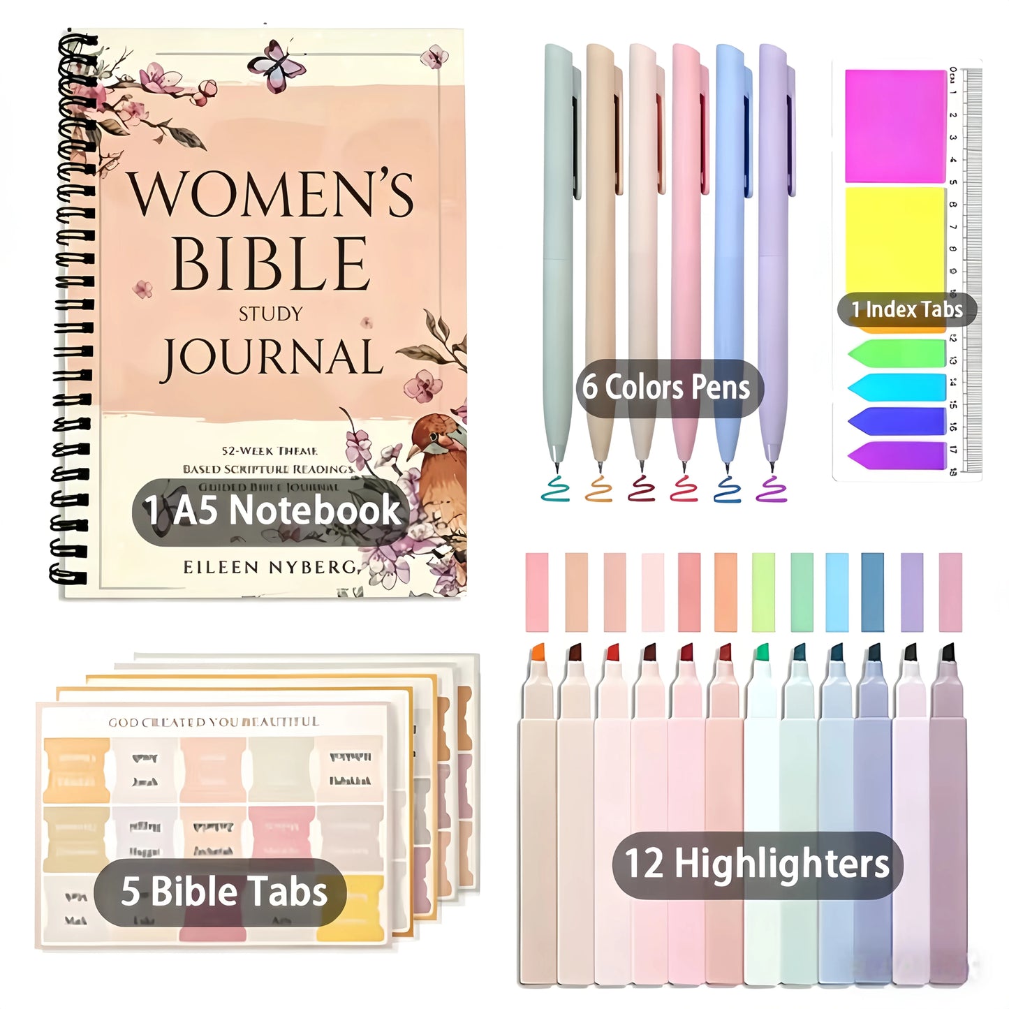 Christian Bible Study Kit With Spiral Notebook And Pen