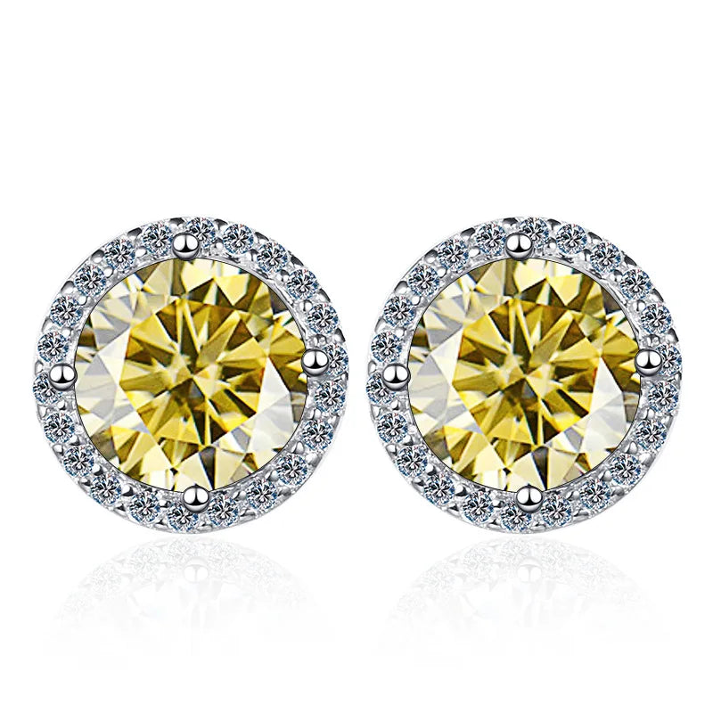 Sterling Silver Moissanite Stud Earrings For Women Fine Jewelry