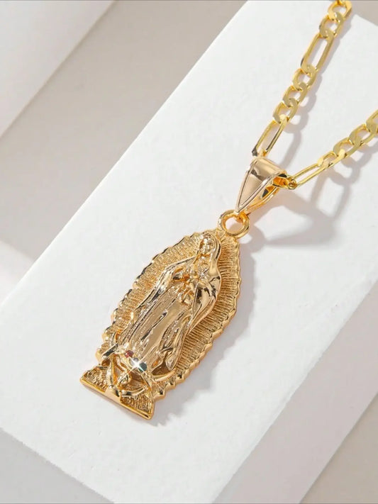 Vintage Virgin Mary Pendant Necklace for Faith and Everyday Wear