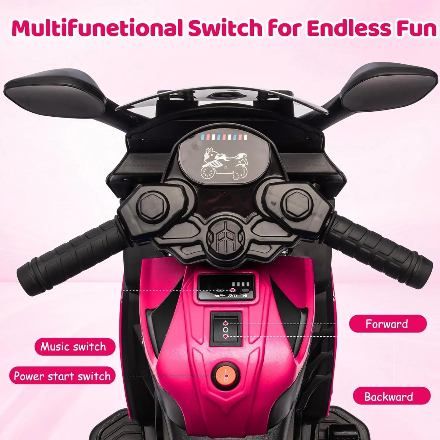 HiMISS Electric Kids Motorcycle With Training Wheels And Headlight