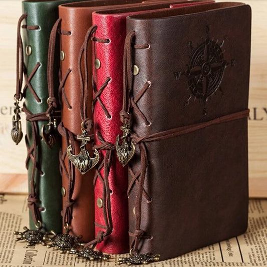 Vintage Pirate Spiral Notebook Journal With Replaceable Leather Cover