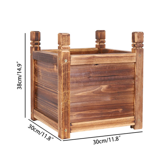 Natural Pine Wood Raised Planter Box For Indoor Outdoor Gardening