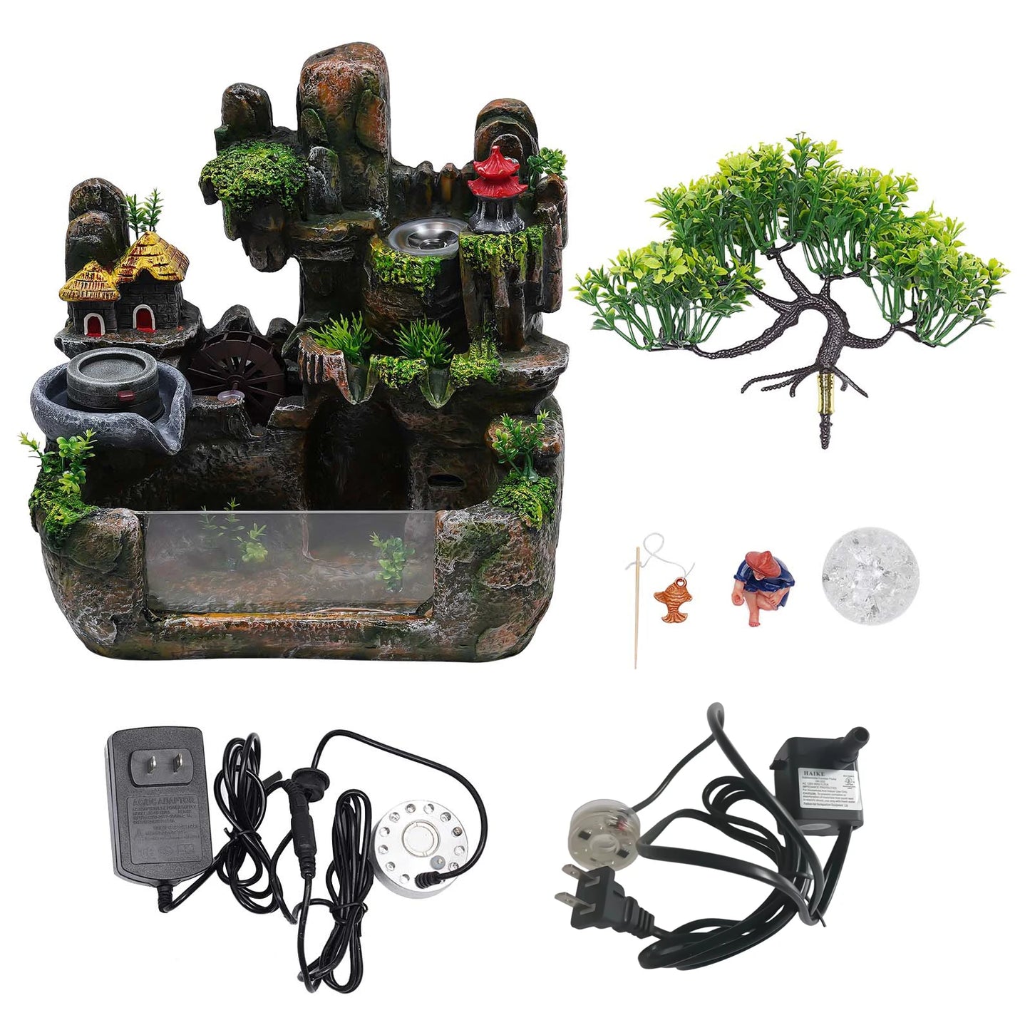 Feng Shui Money Tree Water Fountain With Resin Rockery