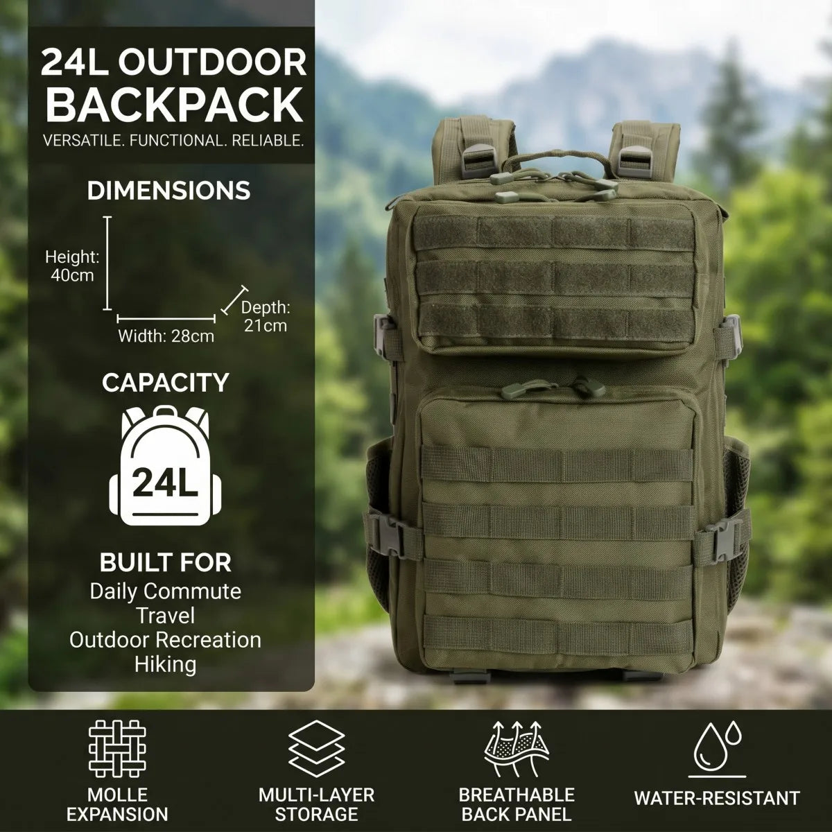 ReFire Gear Durable Tactical Molle Backpack For Everyday Travel