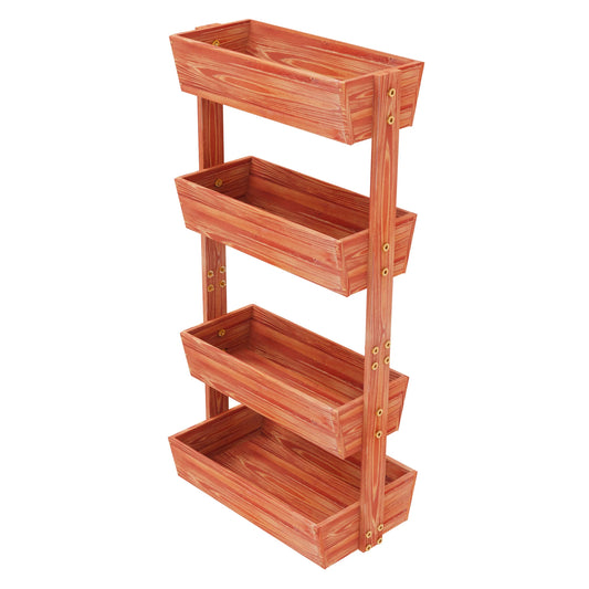 Premium Four Tier Solid Wood Raised Garden Planter Box