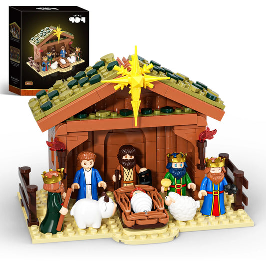 JAKI Christmas Nativity Scene Building Block Set With Manger Stable