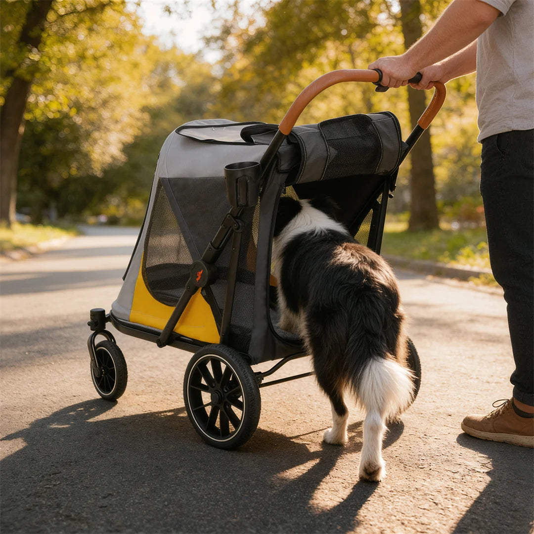 Foldable Portable Dog Stroller With Storage Pockets For Dogs