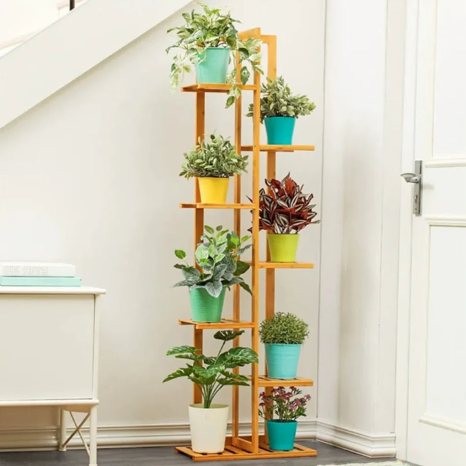 Wisfor Bamboo Corner Plant Stand Rack With Multiple Flower Shelves
