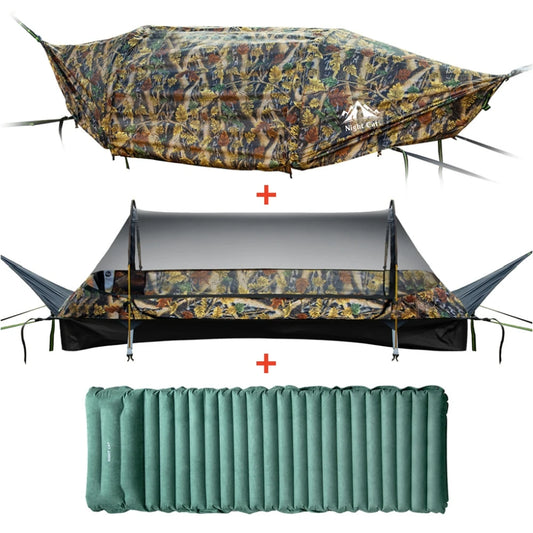 Night Cat Waterproof Camping Hammock With Mosquito Net And Rainfly