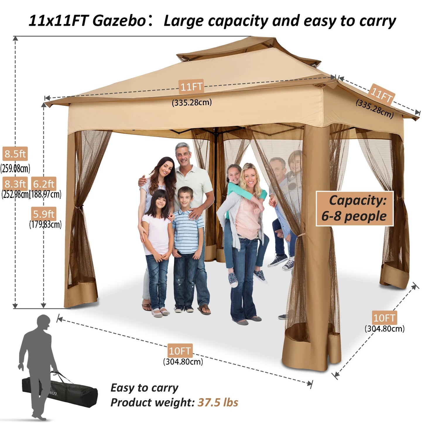 Tooluck Pop Up Gazebo Canopy Tent With Mosquito Netting
