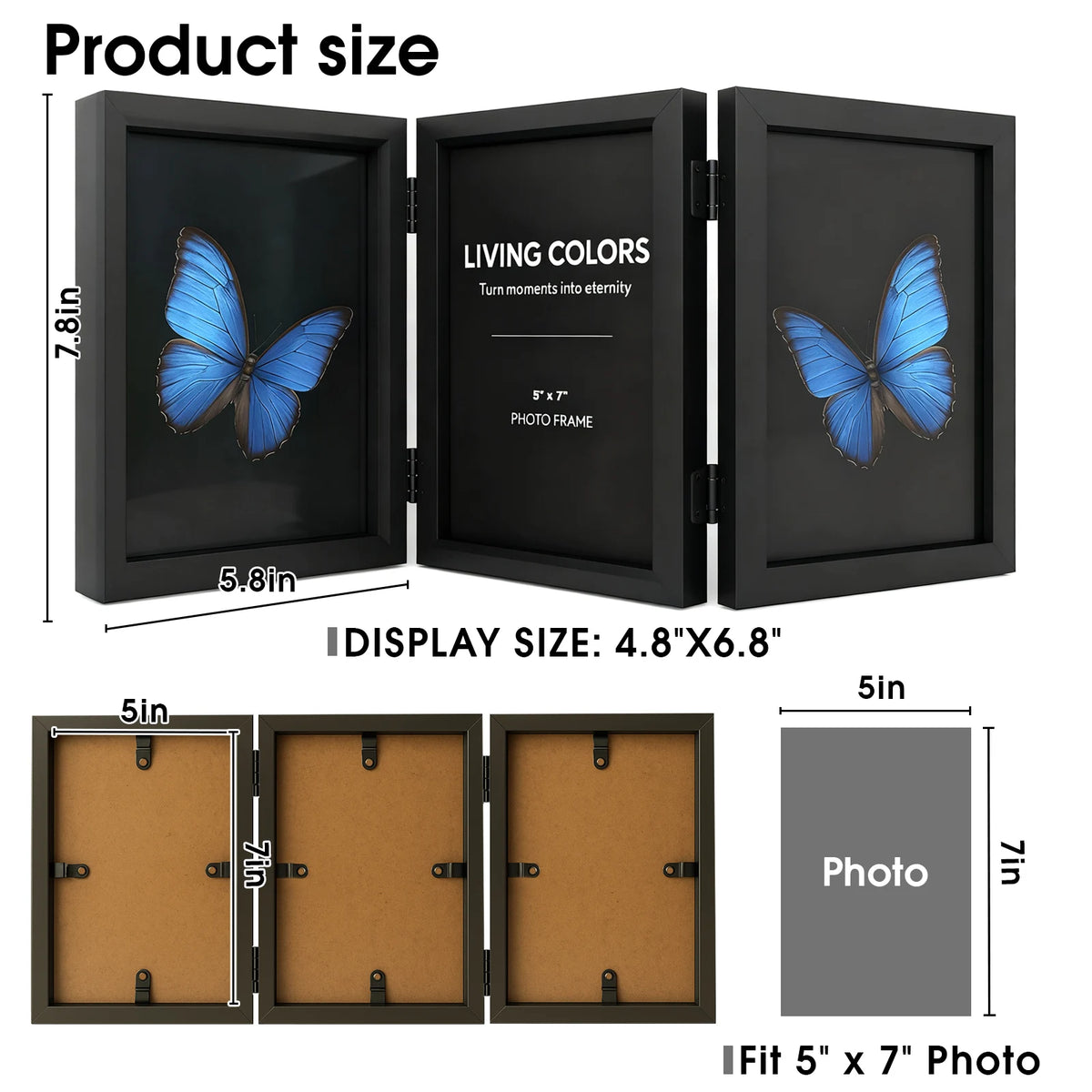 Hinged Foldable Picture Frame for Family Photo Displays