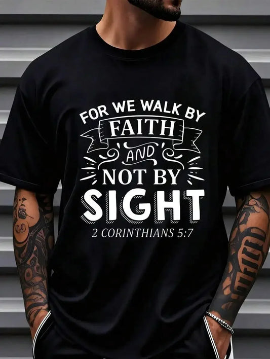 Pure Cotton Jesus Walk By Faith Christian Graphic Tee Shirt