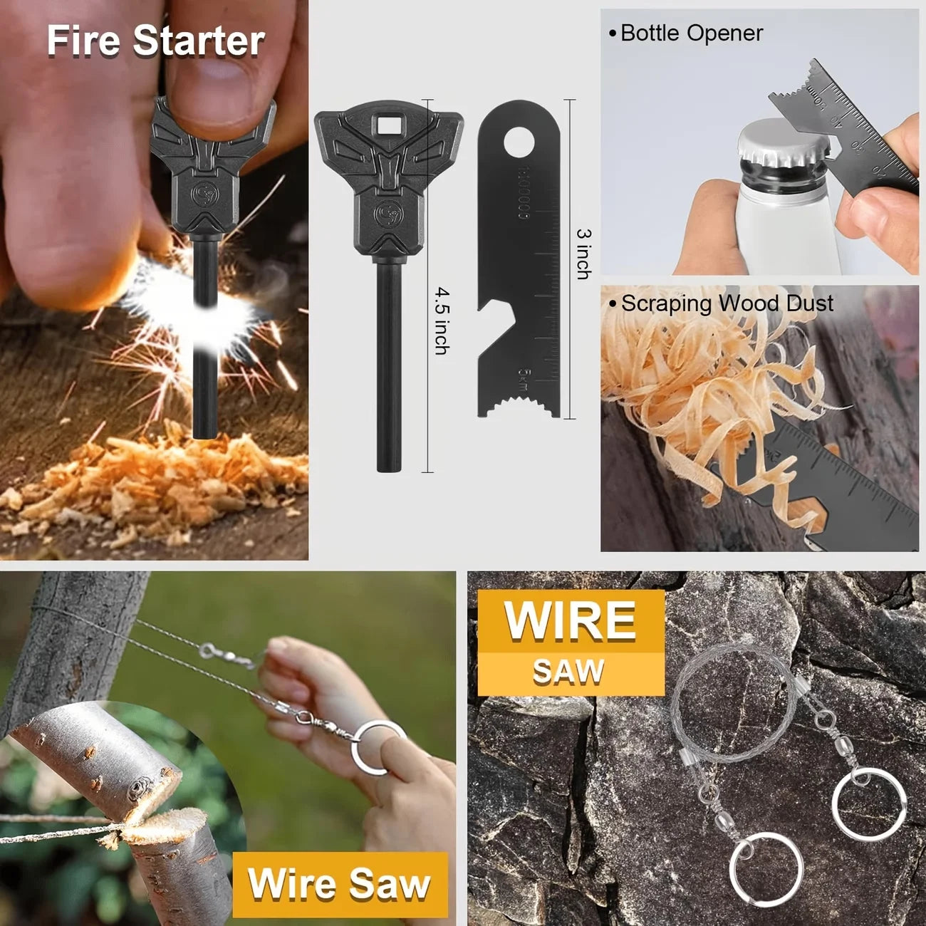 Professional Survival Outdoor Gear Set With Fire Starters For Camping