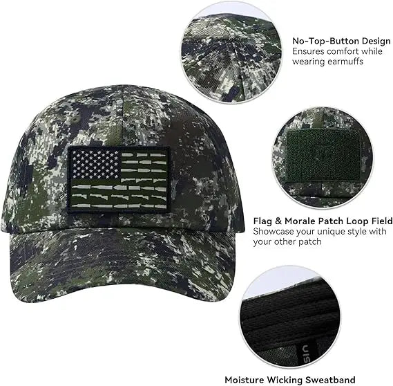 Adjustable Tactical Trucker Hat With Military Flag Patch Design