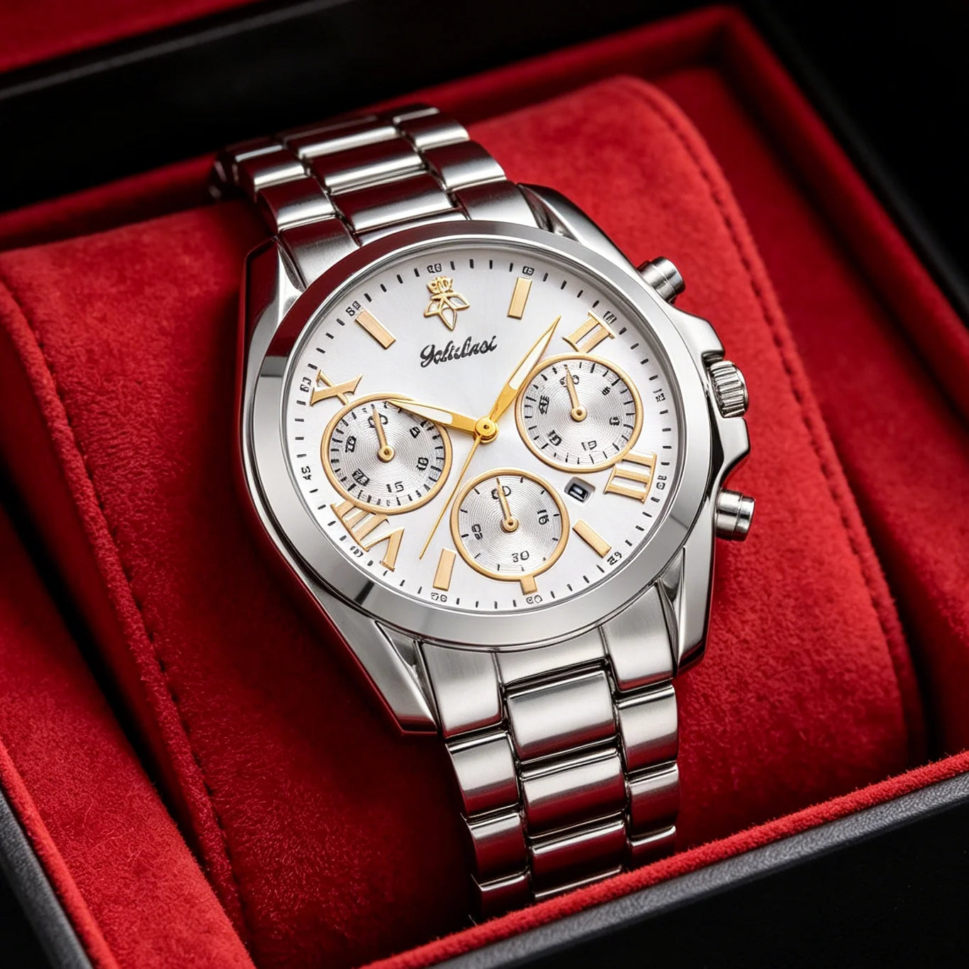 YaLaLuSi Elegant Two Tone Roman Dial Quartz Wristwatch For Women