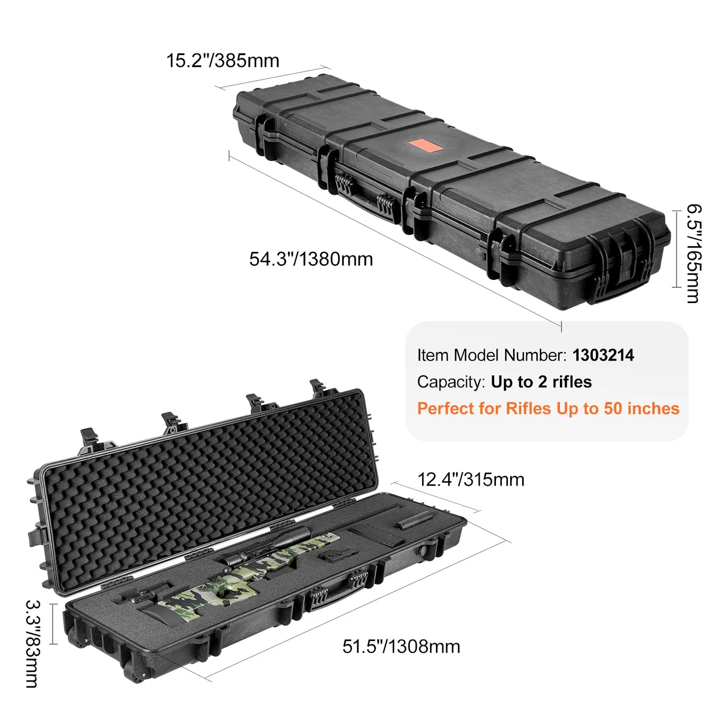 SucceBuy Portable Rifle Hard Case With Waterproof Protection
