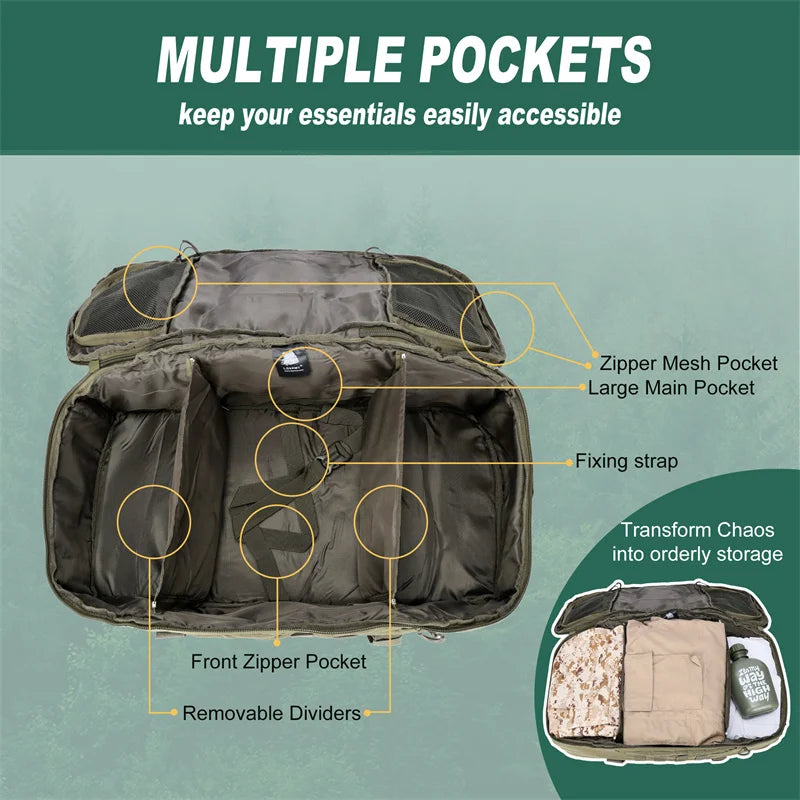 LQARMY Tactical MOLLE Backpack For Outdoor Hiking Camping