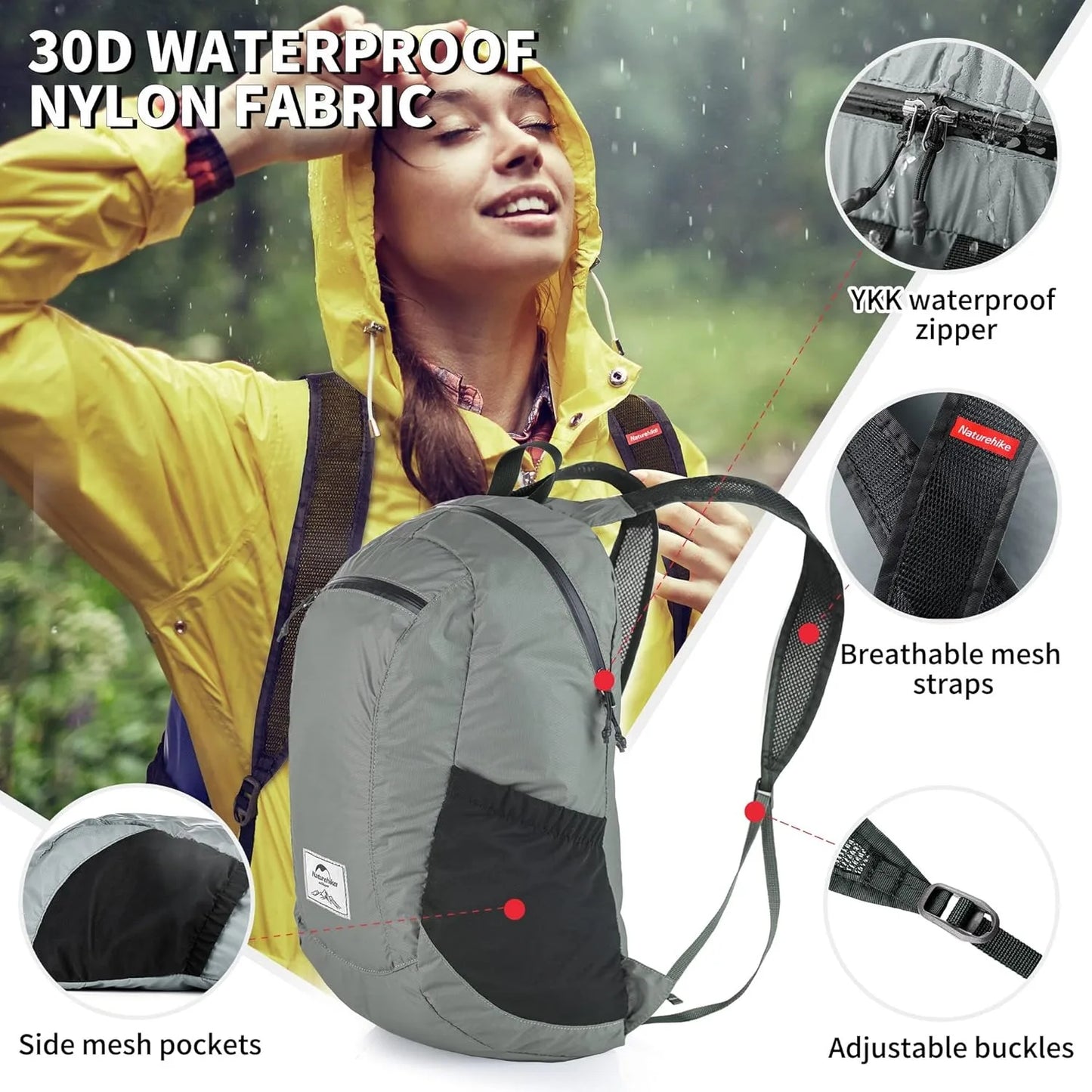 Naturehike Ultralight Waterproof Foldable Nylon Hiking Backpack