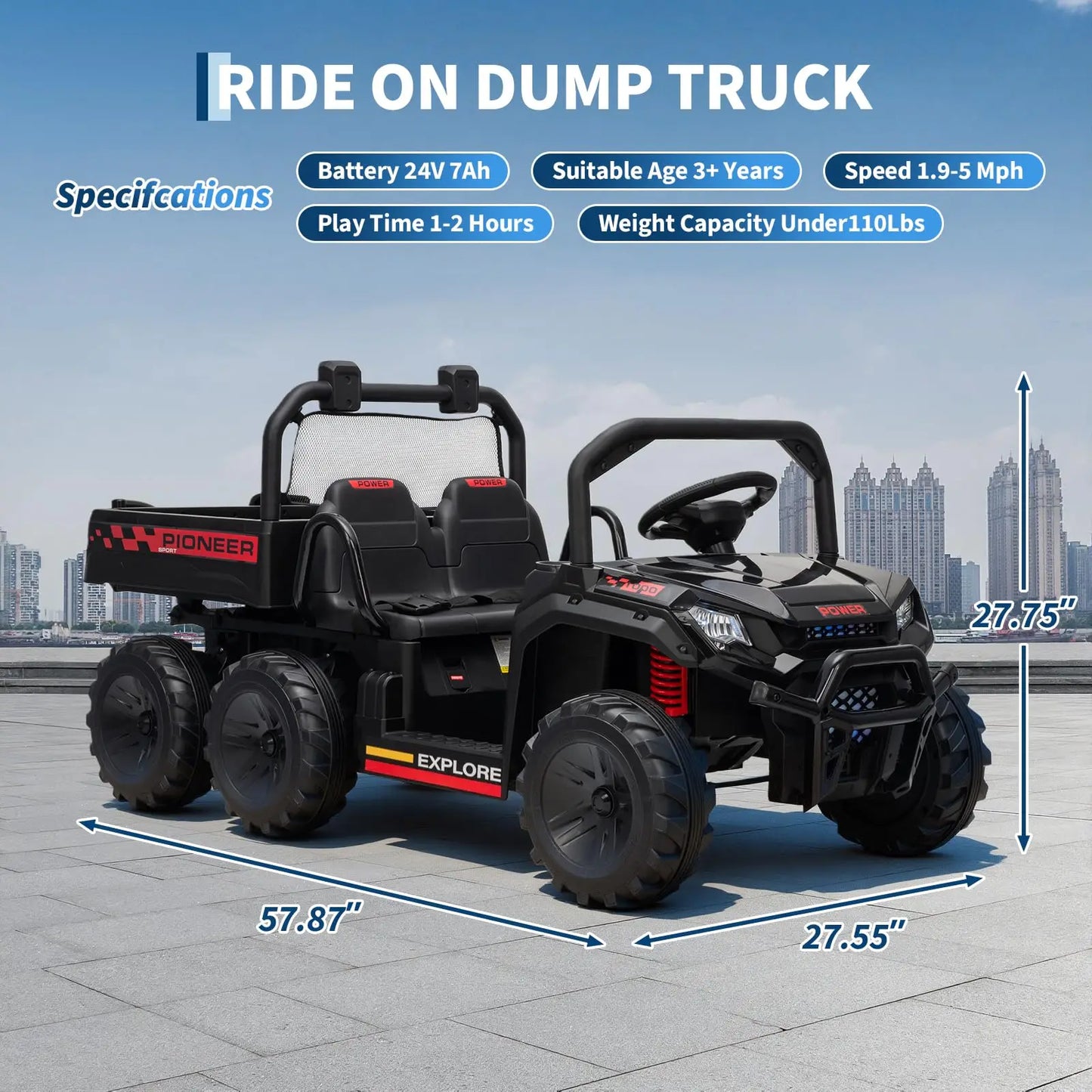 Kids Electric Ride On Dump Truck With Parental Remote