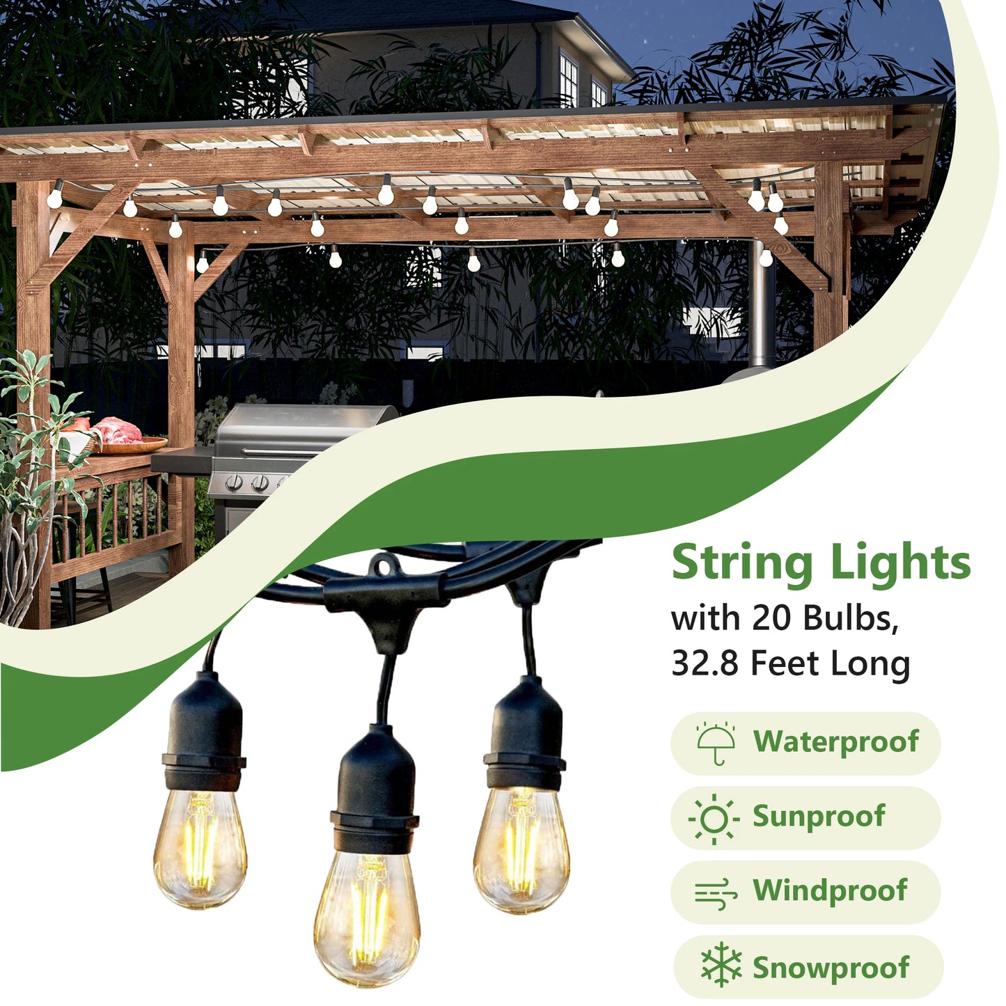 Gihauvia Heavy Duty Wooden Pergola Grill Gazebo Metal Roof