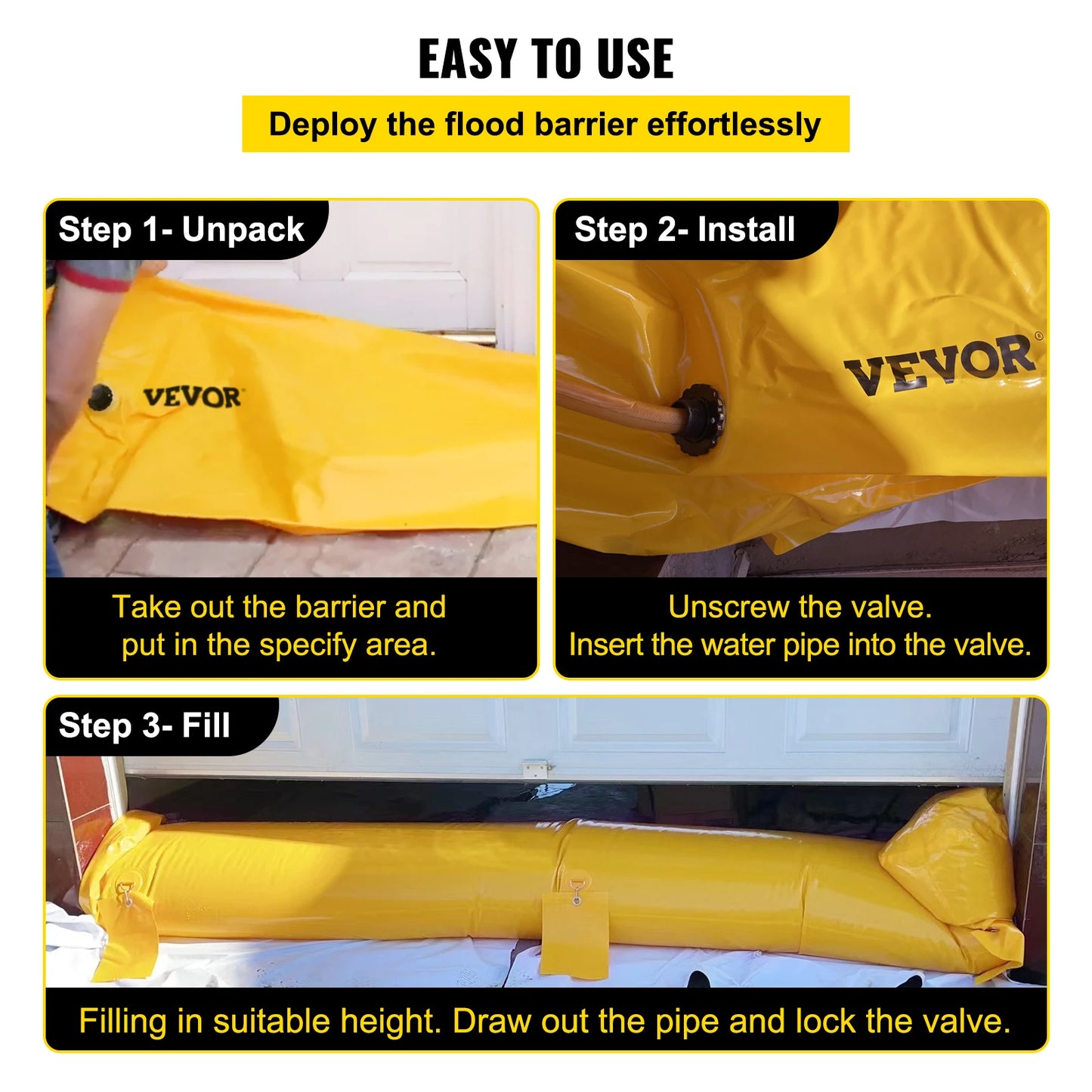 SucceBuy Reusable PVC Flood Barrier And Water Diversion Kit