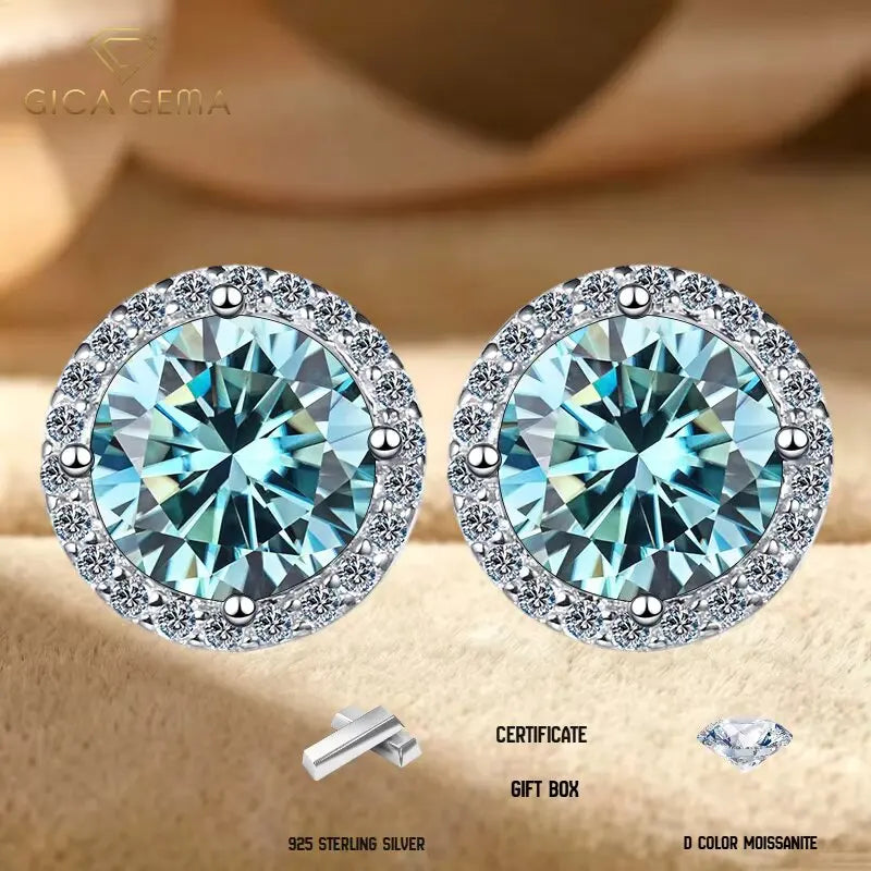 Sterling Silver Moissanite Stud Earrings For Women Fine Jewelry