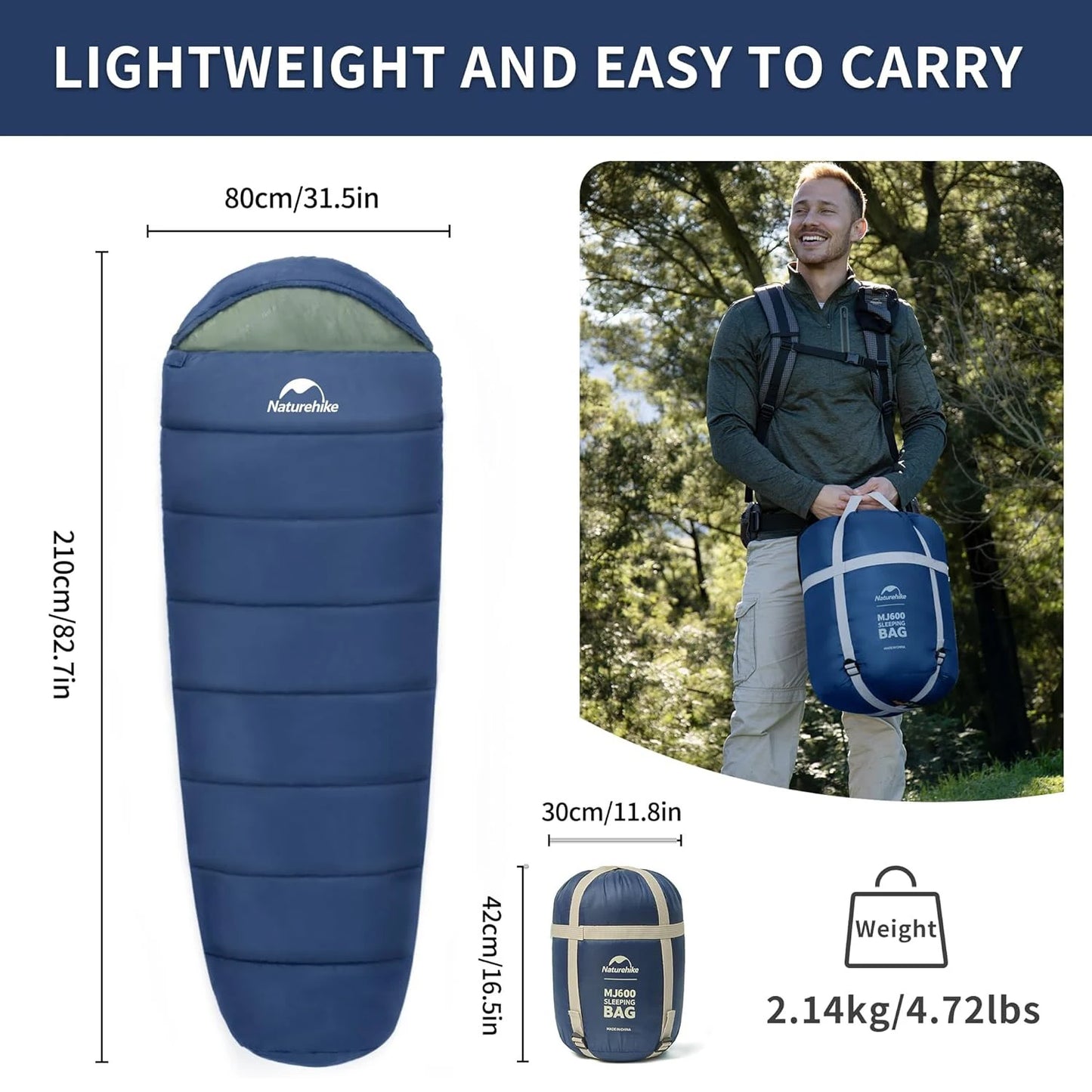 Naturehike Winter Warm Mummy Sleeping Bag For Adults Outdoor Camping