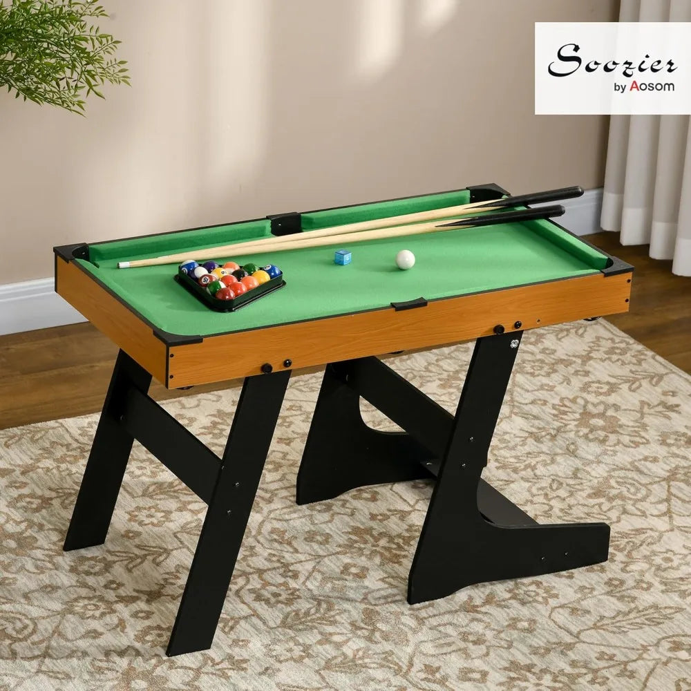 Soozier Foldable Billiards Table With Compact Pool Game Set