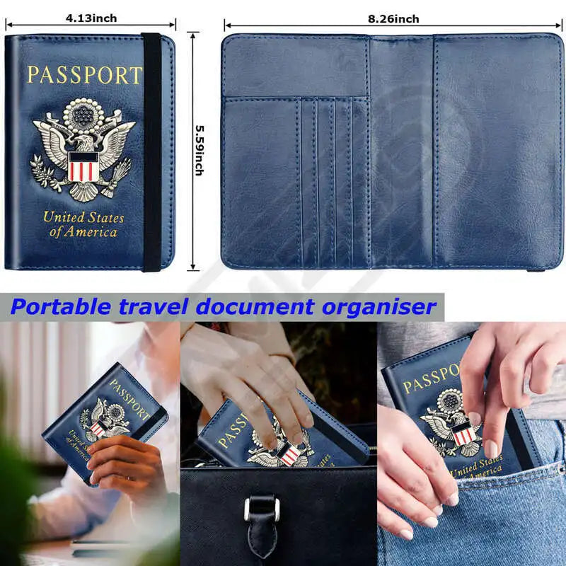 Compact RFID Blocking PU Leather Passport Holder Wallet For Secure IDs